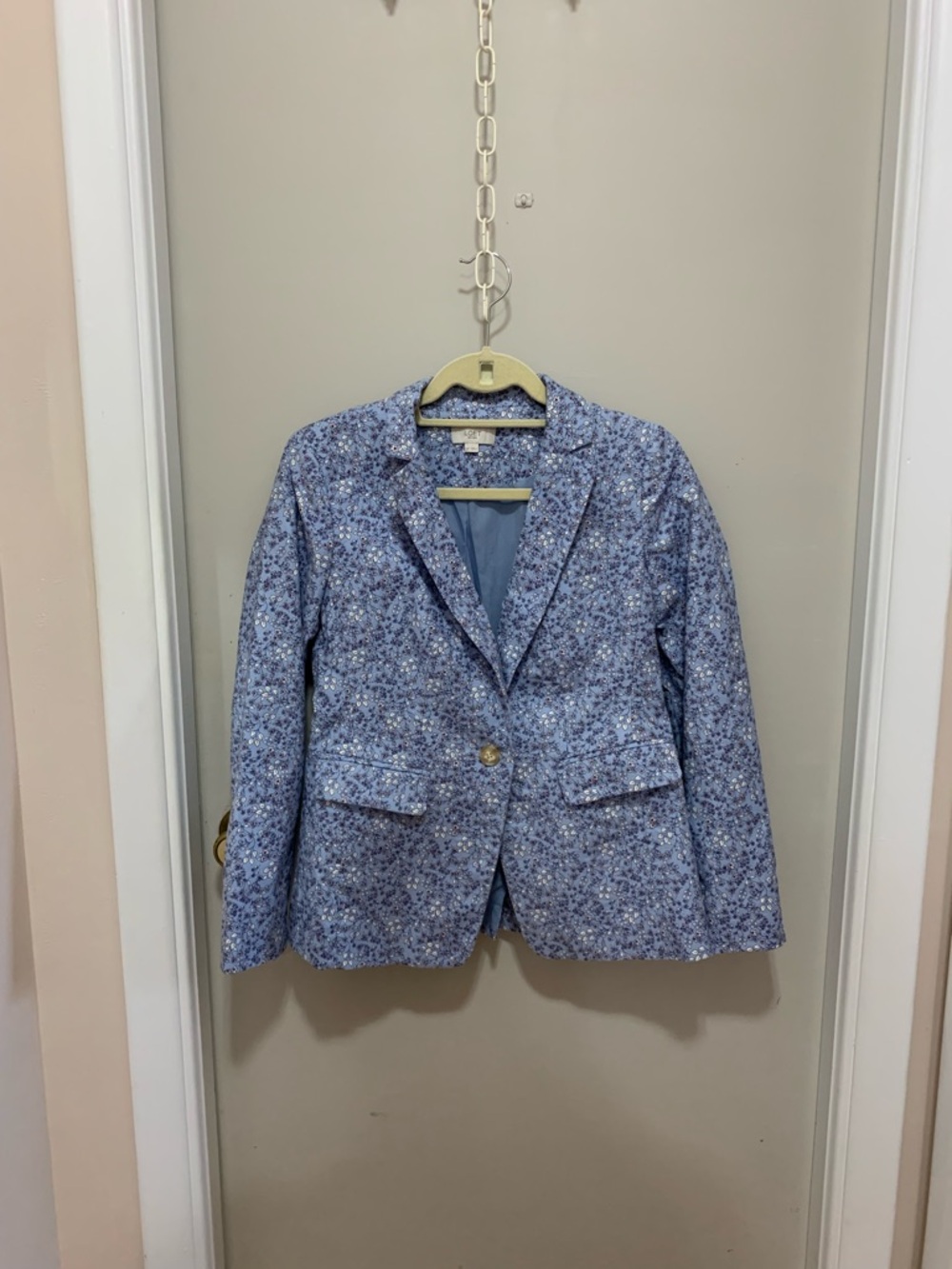 LOFT Blue ditsy floral print blazer Single-Button Blazer